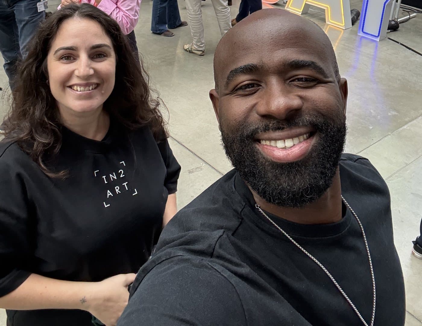 Amandine et Cédrick à Station F, pendant un événement du campus